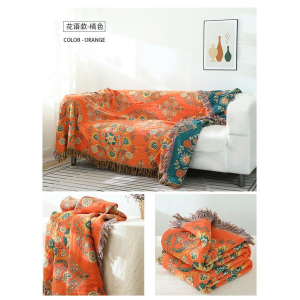 Y-F Natural Bohemian Cotton Flower Style Tassel Sofa Couch Cover Slipcover Blanket Sofa Beds Throw