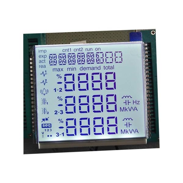 Customized size fstn 14 segment monochrome lcd screen display for 3 three phase energy meter