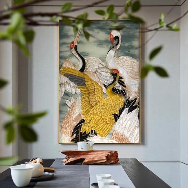 Decoration Ceramic Coated Glazed Enameled Glass Panel With Birds