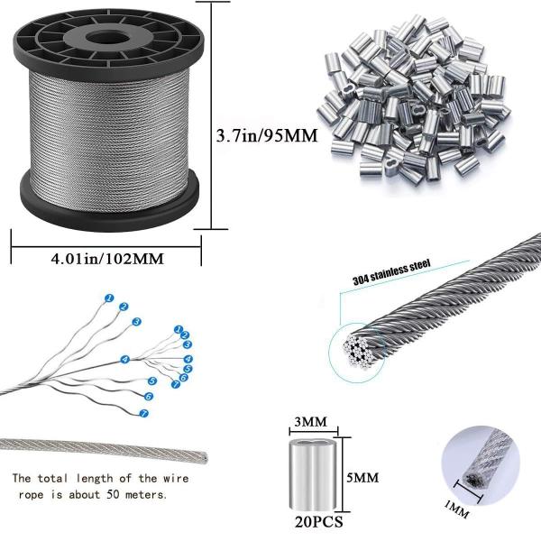 Acero inoxidable 3/32 pulgadas acero galvanizado cuerda de alambre de avión cable 7x7 Construcción