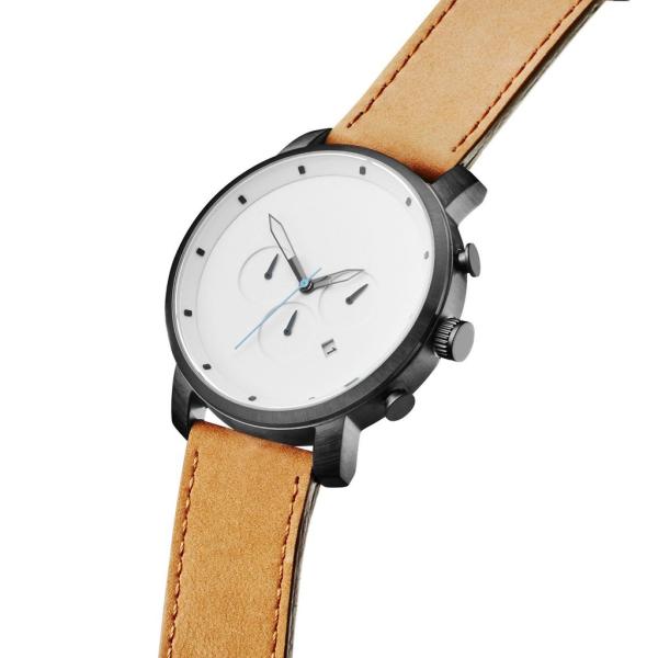 Tan leather strap 5atm water proof quartz stainless steel back watch