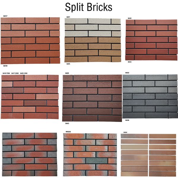 Light Yellow Clay Split Face Brick Rustic Exterior Wall Cladding Multi-Color Options for Facade & Landscape Design