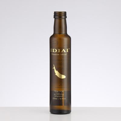 Requisitos Específicos dos Clientes Logotipo personalizado Garrafa de vidro para azeite 250 ml 500 ml Marrom