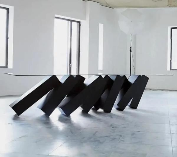 Novel Style Fashion Square Long Dining Table Acrylic Personality Base Design