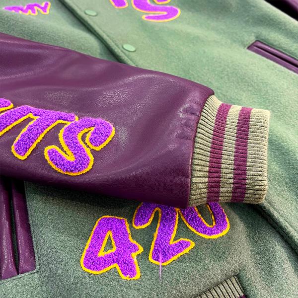 Custom Winter Varsity Jacket Letterman Leather Sleeve Windproof Bomber Jacket Chenille Embroidery Streetwear Varsity Jacket