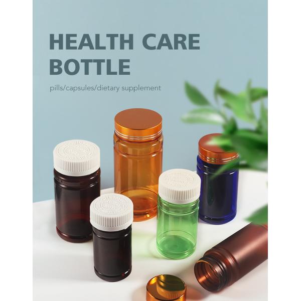 Pharmaceutical Packaging Tablet Medicine Bottle with Tamper-Proof Cap Label BPA Free Empty PetBrown Plastic Pill Bottle Seal