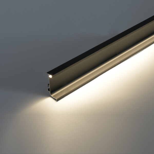 12V Matte Black Handleless Base Cabinet LED Light Downward Shine L Shaped Corner Mount