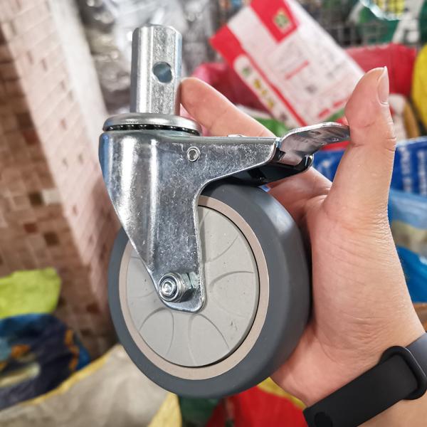 Carrinho de comida de 4 polegadas Carrinhos pesados sem freio TPR Grip ring stem giratório carrinhos de serviço de alimentação
