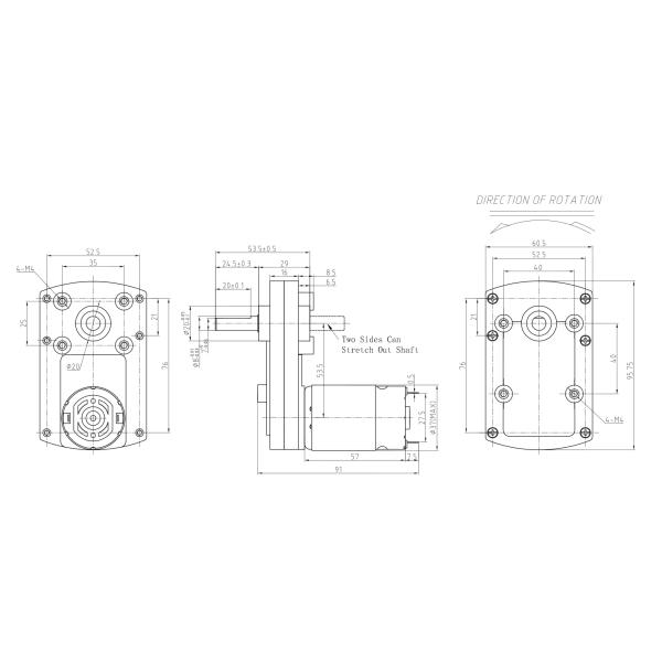 Brushed 50kg Cm Flat Gear Motor RS555 1 Rpm Gear Motor Low RPM