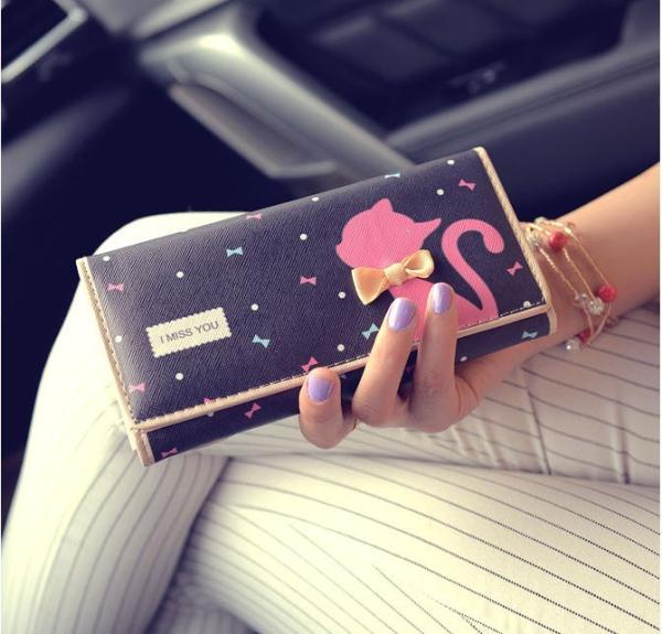 Tie cat wallet 2016 new Miss Han Ban lovely cartoon printed long section of loose change