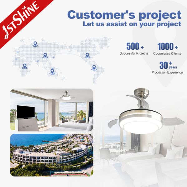 36 Inches Sand Nickel Retractable Ceiling Fan With LED Light And DC Motor For Bedroom