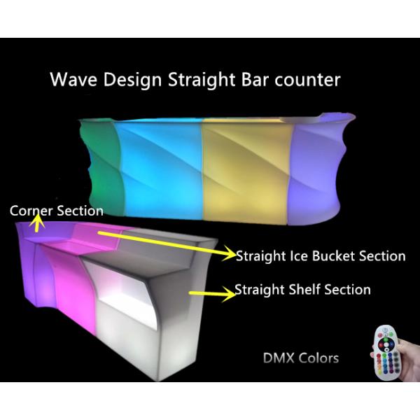 Wave Sectional Straight LED Plastic Bar Counter Table With 8-10 Hours Working Time