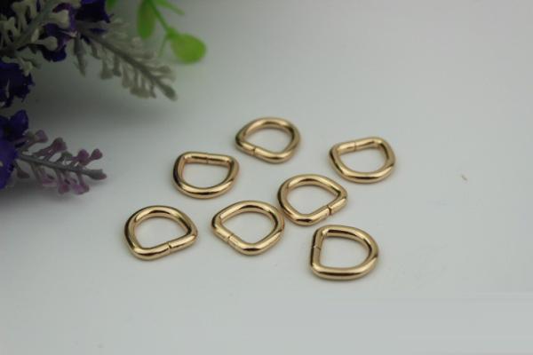 Manufacture supplier light gold 6mm welded iron wire D ring for handbag