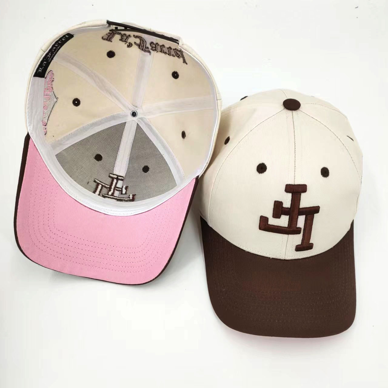 Embroidered Letters 6 Baseball Caps Panel Mid Profile Customized Side Back Snapback 3D Embroidery Cotton Two Tone