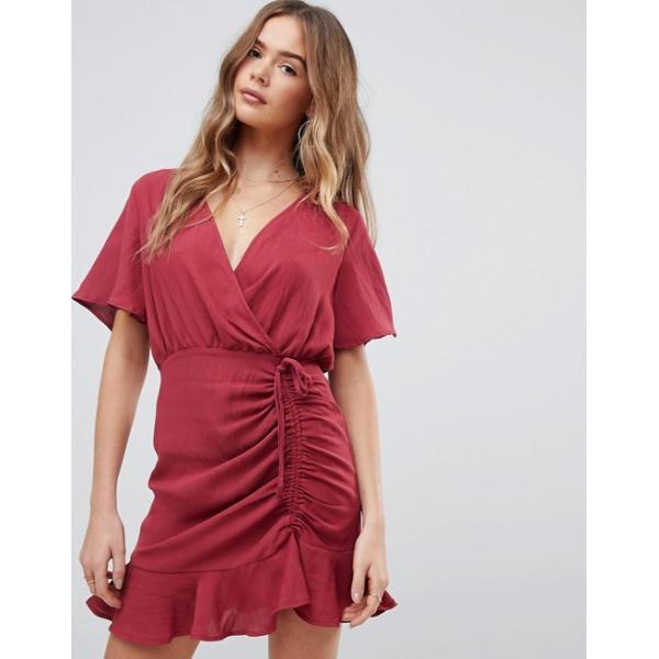 custom make short sleeve plain red girls mini dress