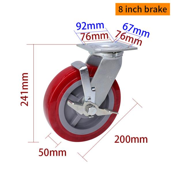 EDL Heavy Duty Casters 200mm 8 Inch Swivel Caster Wheels 738-86
