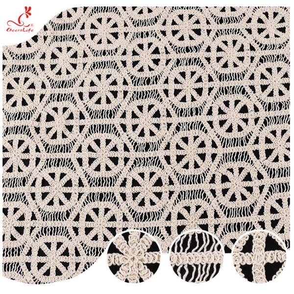 Novo Design Fabricação Mão Suave Sentido 100% algodão renda Tecido Geométrico crochet bordado renda