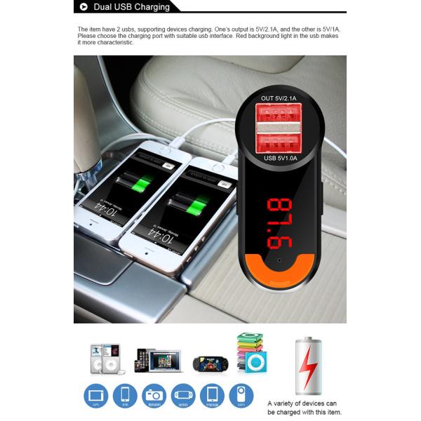 Multifunction Colorful Car Audio Bluetooth Adapter With Digital Tube Display