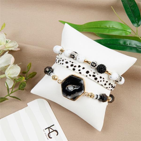 Menina fresca elástico de Crystal Bracelets Black White For do fechamento magnético do OEM