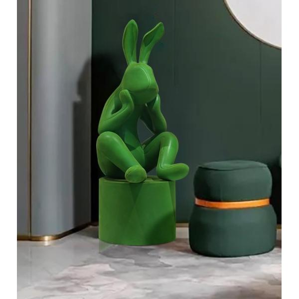 800 Mm Resin Rabbit Statues , OEM ODM Animal Garden Sculptures