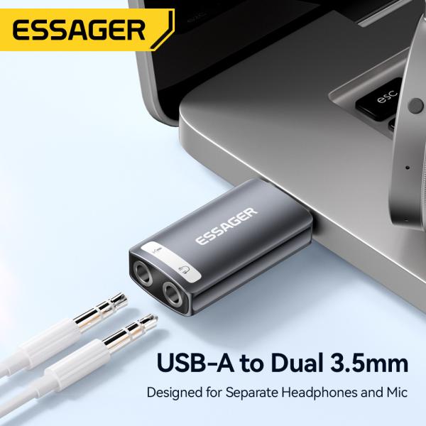 ESSAGER ES-OTG21 USB A To 3.5mm Aux Jack Audio Adapter Support Sound Card