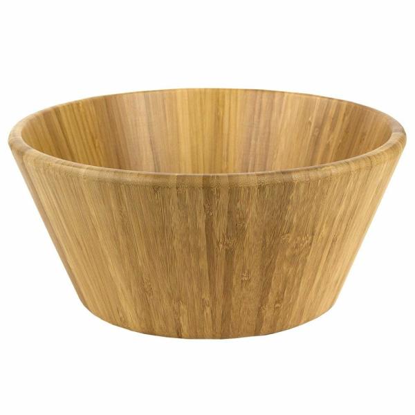 Free Heavy Metals Bamboo Wooden Bowls , Wood Salad Serving Set For School