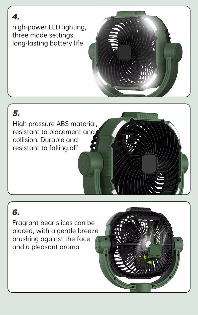 Factory OEM ODM Custom Design 16000mah Battery Power Bank Lightweight Portable Camping Fan for Outdoor Household Gift