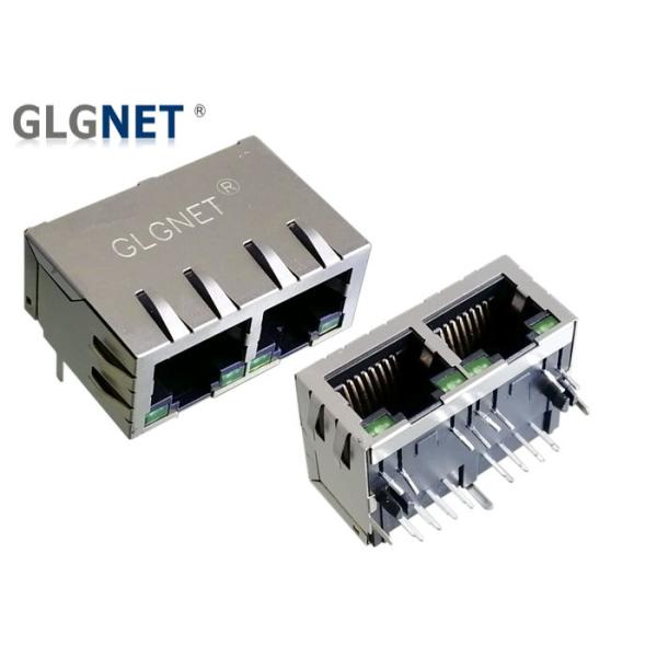 90 Right Angle Stacked Rj45 Lan Connector Tab Down 1 x 2 Ganged -40 To 85 ℃