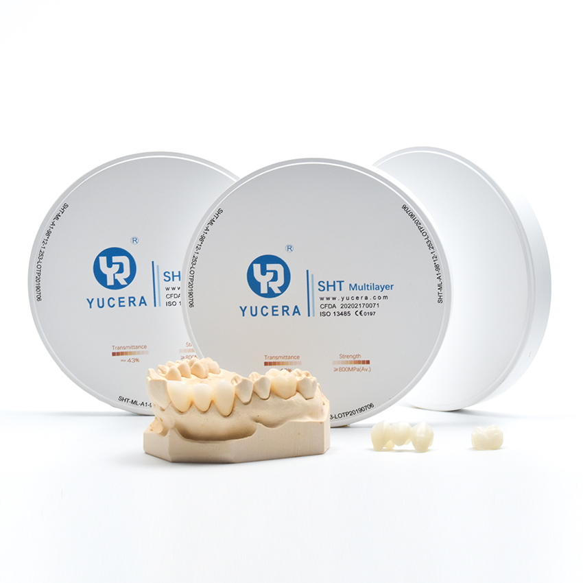 Highly Aesthetic Effect Dental Zirconium Blank SHT Multilayer 100 Powder in Dental Lab Use for Making Perfect Denture