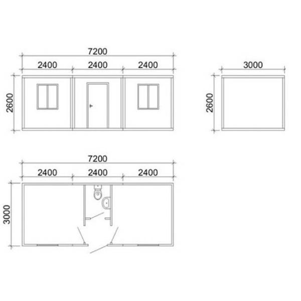 Водонепроницаемый огнеупорный плоский контейнер 20ft 40ft портативный модульный дом