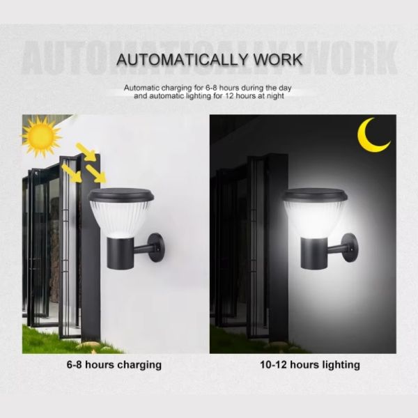 LED Solar Wall Light With Wide-Angle Illumination & Weatherproof for Villa Exterior Wall