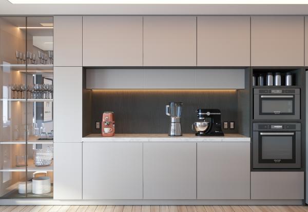 Meubles de cuisines en bois sur mesure - Cuisine moderne en noyer - Armoires de cuisine en bois massif