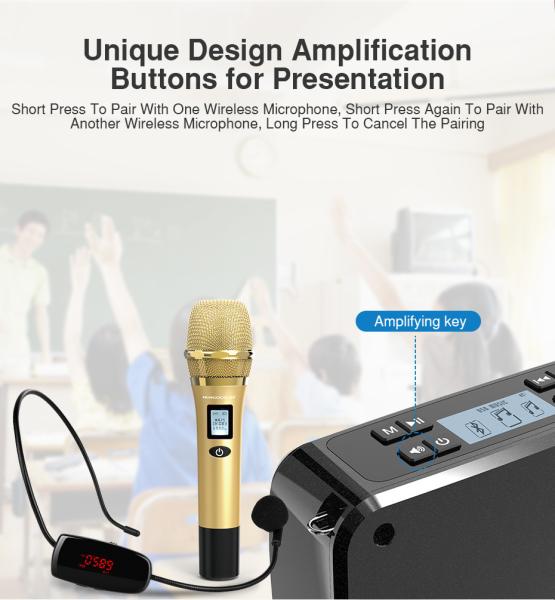 50W 30W 20W 15V 12V 2 set uhf wireless microphone headset handheld voice amplifier bluetooth speaker singing megaphone