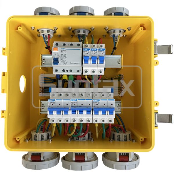 IP67 Waterproof Portable Power Distribution Board 63A/5P with Polycarbonate Resin Construction