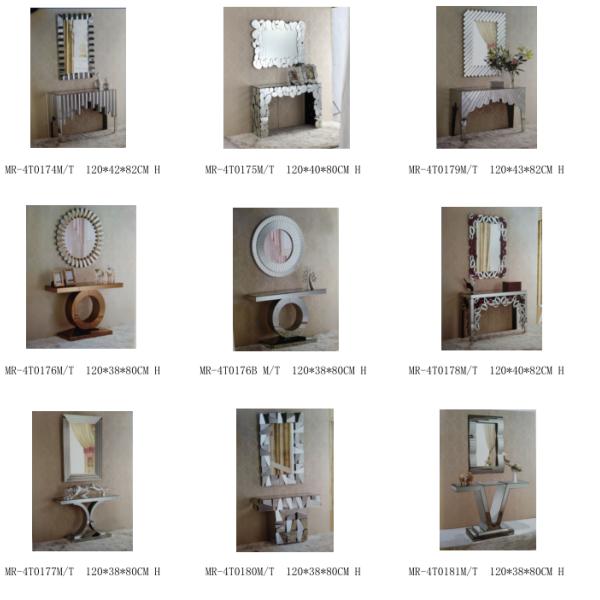 Hot Sale Mirrored Console Table Silver Gold Hallway Table Stainless Steel leg Marble Tope