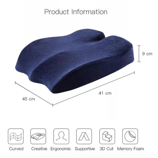 760g Memory Foam Seat Cushion for Coccyx Support in Comfortable Office and Car