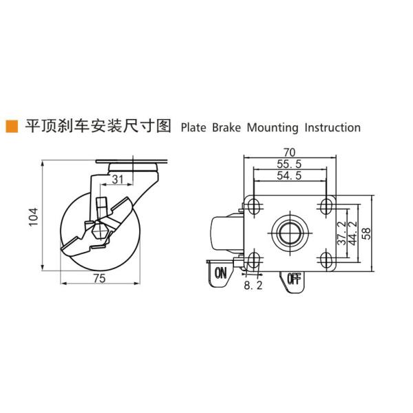 80kg load Light Duty Casters Zinc Coating 3 Inch Swivel Casters 363P-76