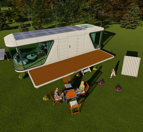 Modular Space Capsule House with Aluminum Frame and LED Lighting