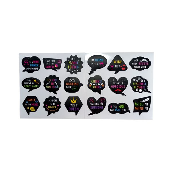 Custom Kiss Cut Self Adhesive Label Sticker Of Wine Beer Glass Waterproof