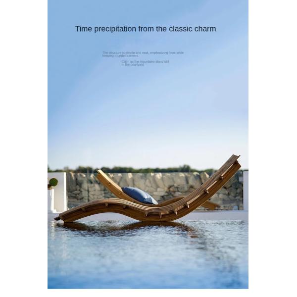 Simple Modern Garden Pool Teak Wood Aluminum Leisure Chair Lounge Bed For Sleeping