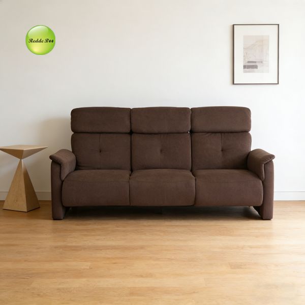 Brown Fabric Recliner Set: Manual Recline, High Backrest – Ideal for Cozy Traditional Living Spaces