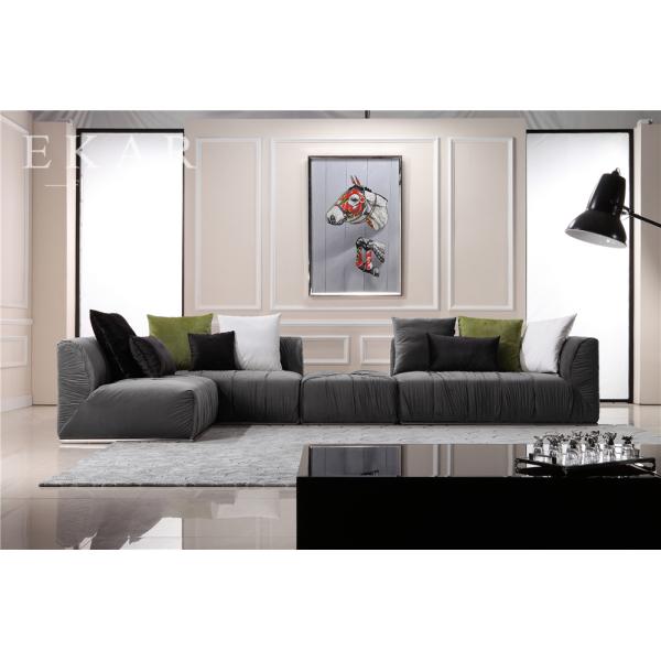 European Modern Elegant Extra Large Velvet Black Sectional Sofa Furniture