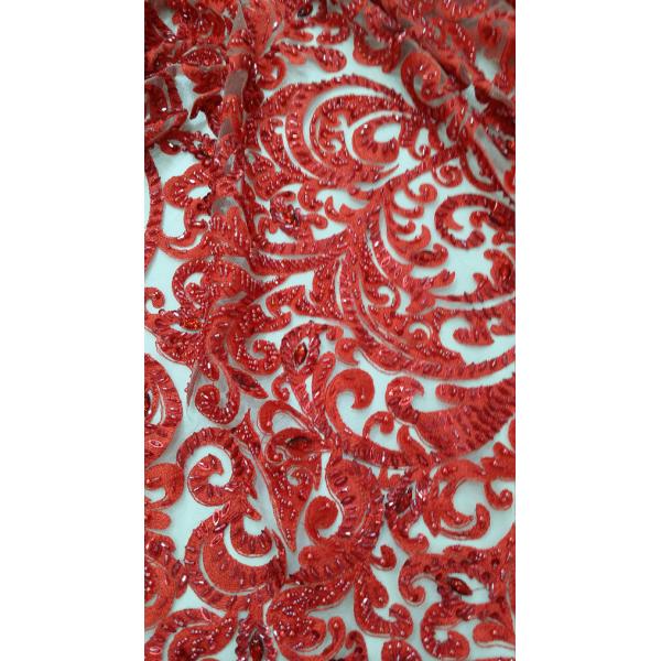 ткань шнурка 125км вышитая красным цветом вышитая бисером, вышитый бисером Бридал шнурок двором