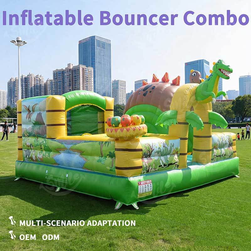 Jurassic Dinosaur Inflatable Bouncer Combo with Slide Commercial Grade PVC Kids Party Rental Bouncy Jumping Castle