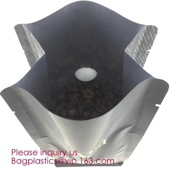 Custom Printing Aluminum Foil Flat Bottom Pouch Bag Wholesale Square Bottom Coffee Bean Snack Packaging Bag With Valve