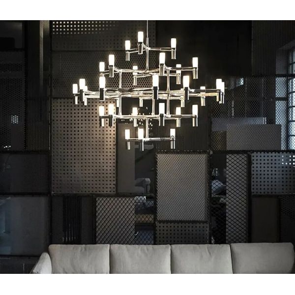 Crown Major Pendant lamp Nordic Tube chrome chandelier Crown Plana Mega Pendant(WH-AP-637)