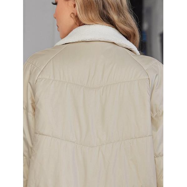 abrigo de primavera/otoño con almohadilla para mujeres de mediana edad corto de longitud doble bolsillos imitación de piel invierno europeo