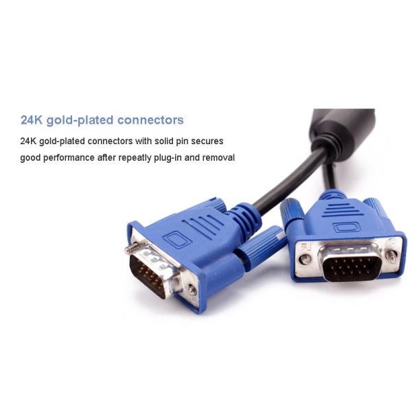 Мужчина 3+6 к ферриту кабеля монитора VGA мужчины вырезает сердцевина из соединителей покрытых золотом