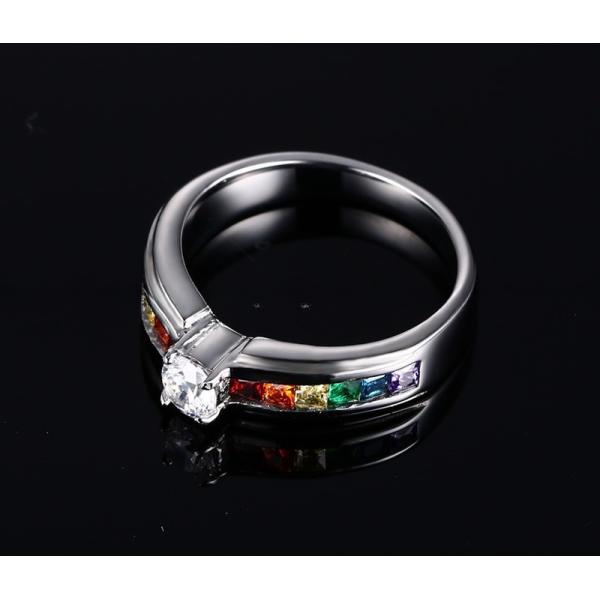 Anneaux de mariage en acier inoxydable avec incrustation de zircons et pierres CZ six couleurs