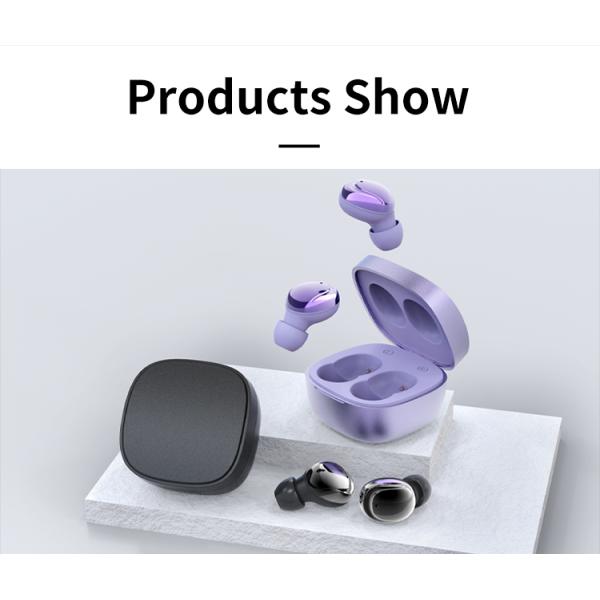 Purple White Black IPX5 Sweatproof Wireless Earbuds Hi Fi Stereo